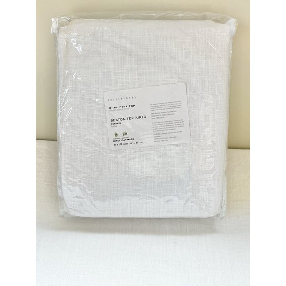 Pottery Barn NIP Seaton White Textured Drape Curtain Panel 50x 108" - Picture 1 of 2